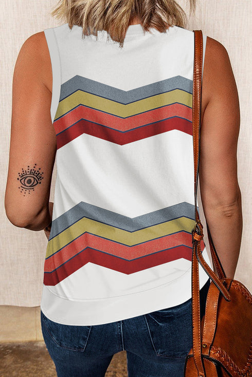 Crew Neck Floral Leopard Print Tank Top